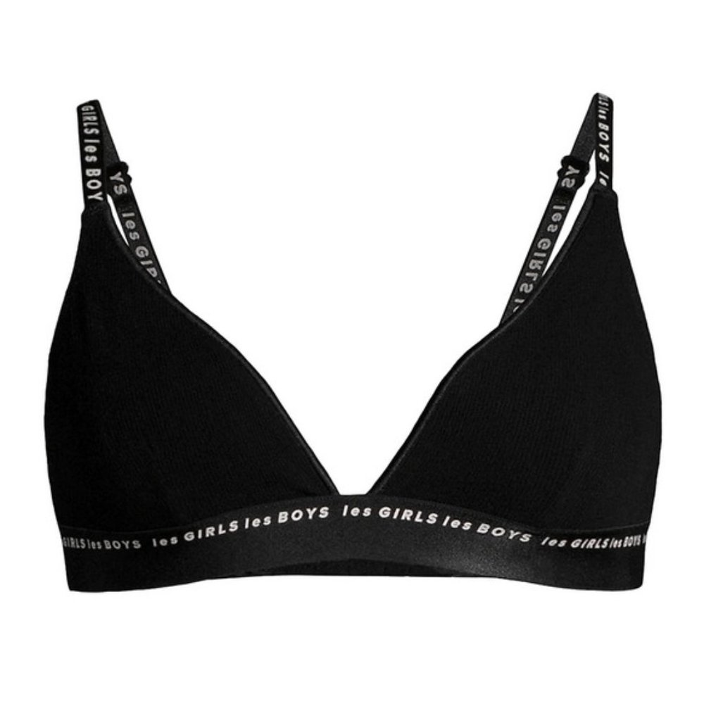 NEW les girls les boys, M,  Bamboo Triangle Bralette - Black, NWT